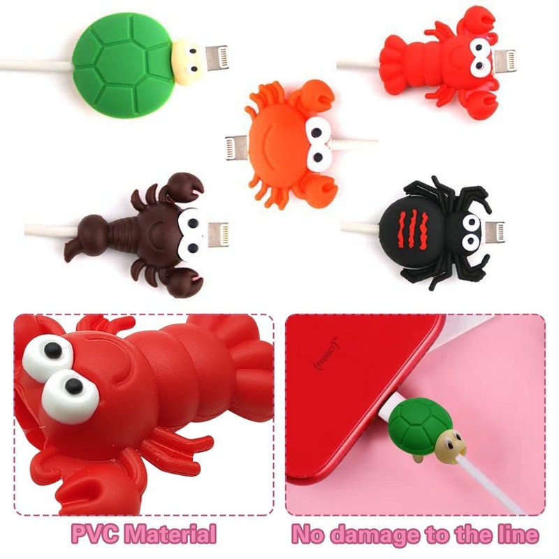 EHDWXVZM 15-Piece Cartoon Animal Data Cable Cover and 7-Piece Wire