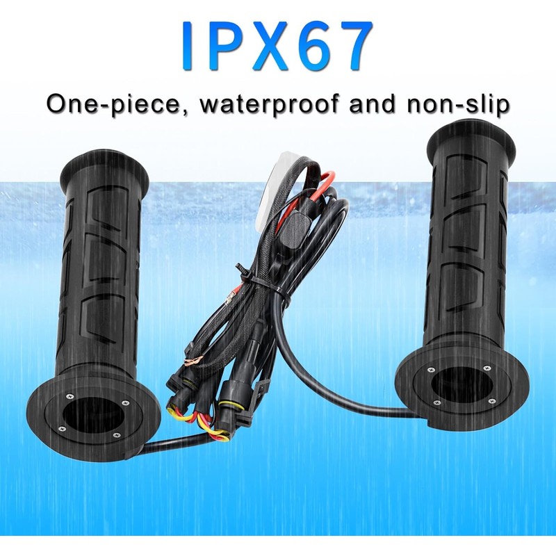 7/8'' ATV UTV Heated Handlebar Grips, 12V 3 Temperature Electric