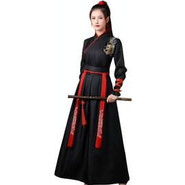 Lady Lazy Unisex Hanbu Cosplay Set, Kimono, Hakama, Kimono, Long, Ethnic Costume, Black, Black (2XL)