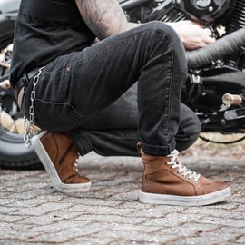 BORLEN Motorcycle Riding Shoes Cowhide Leather Breathable Casual Outdoor Street Motorcycle Boots for Men Brown 9.5