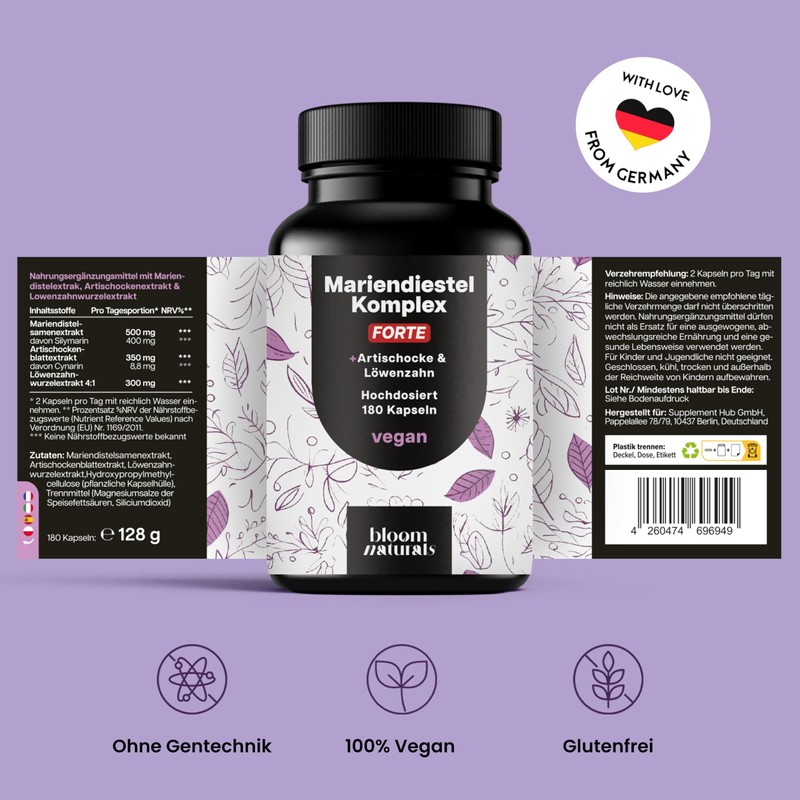 Milk Thistle Artichoke Dandelion Complex High Dose - 180 Capsules
