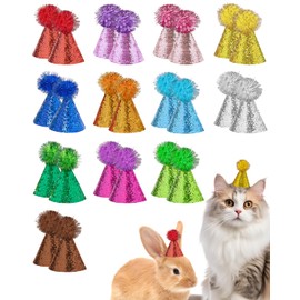 PET SHOW 24 Pack Mini Small Dog Hats Cat Birthday Party Hat Rabbit Hats for Holiday Wedding Puppies Kittens Costume Accessories