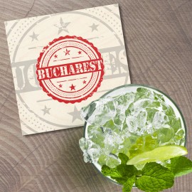 Unbranded Bucharest Travel Grunge 4'' X 4'' Square Wooden Coaster