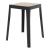 LeisureMod Tresse Stackable Square Plastic Dining Stool with Wicker Top