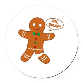 CafePress Oh Snap Gingerbread Man 5.5" Round Car Magnet Magnetic Bumper Display