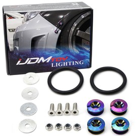 iJDMTOY Universal Fit Neo Chrome Finish JDM Quick Release Fastener Kit Compatible With Car Bumper Trunk Fender Hatch Lid