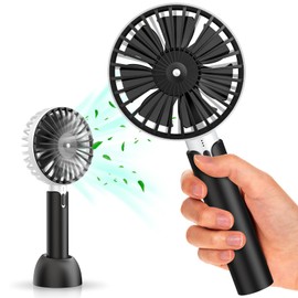 Lidasen USB Handventilator, Mini Tragbarer Ventilator mit 2600 mAh wiederaufladbarem Akku, Lüfter Elektrischer 3 Geschwindigkeiten für Büro/Zuhause/Schule/Reisen/Make-up/Outdoor/Camping/Sport-Schwarz