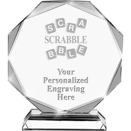 Scrabble Crystal Awards, 6.75" Custom Scrabble Game Award with Engraving Included Prime