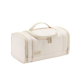 L&FY Large Toiletry Bag For Men,Women with Sides Pocket, Dopp Kit, Makeup Bag For Shaving, Cosmetic,Travel Essentials (Khaki-Travel Bag)