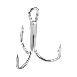 PATIKIL Pack of 20 4# Treble Fishing Hooks 0.91 Inch L Carbon Steel Sharp Round Curved Hook Triple Barb Hook for Freshwater Saltwater, White