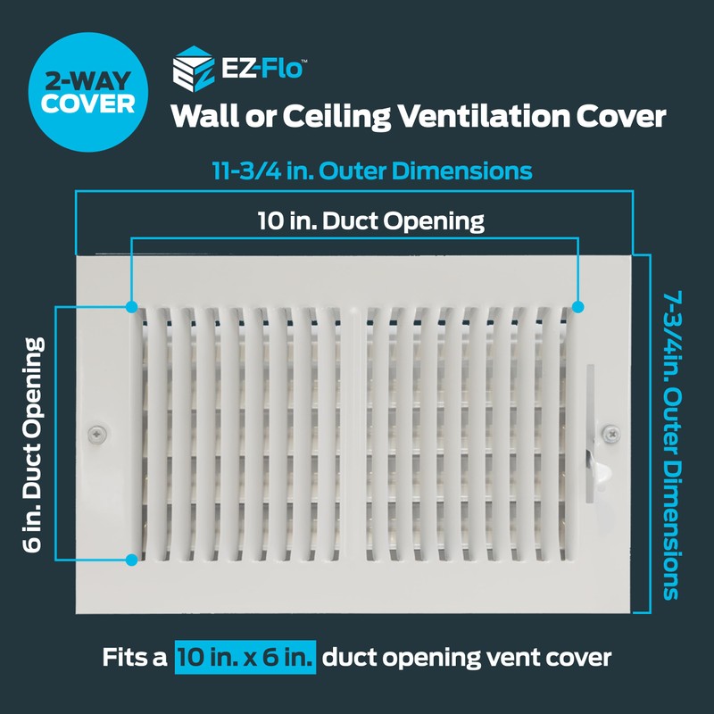 EZ-FLO 10 x 6 Inch (Duct Opening) Air Vent Cover
