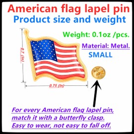 lot Small 50/100/200/300PCS Metal American Flag pin Waving Lapel Pins United States USA Badge Pins Patriotic Enamel Suit Jacket Lapel Pin for Veterans Day Bulk (300)