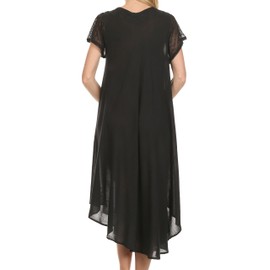 Sakkas 00931 Everyday Essentials Cap Sleeve Caftan Dress/Cover Up - Black - One Size