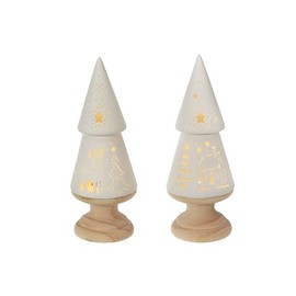 Led Ceramic Tree with Wood Base