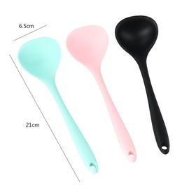 3 Pcs Silicone Ladles Soup Spoons, BPA-free, Kitchen Cooking Utensils Serving Spoon for Soup, Gravy, Salad Dressing and Pancake Batter