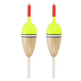 PATIKIL Fishing Floats Rigs 2.1 Inch, 2 Pack Oval Fishing Bobbers Stick Slip Bobbers Fishing Accessories with Buoyant Balsa Wood Body for Crappie Freshwater Fishing Tackle, Red/Yellow