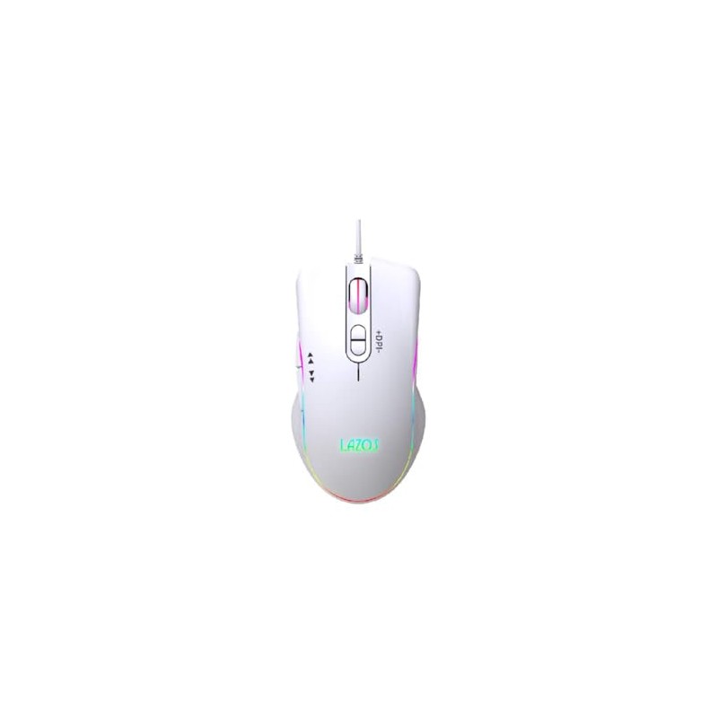 LAZOS L-MSG7-W RGB Gaming Mouse 7 Button White Mouse for
