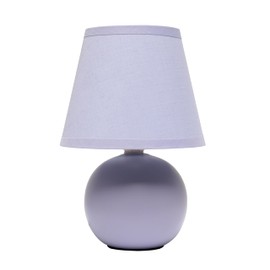 Simple Designs LT1196-PRP-2PK 8.66" 2-Pack Chic Little Globe Ceramic Table Lamp Set with Matching Tapered Shade, for Living Room, Bedroom, Office, Purple