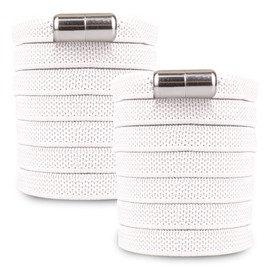 SULPO Flat Shoelaces without Tying – Elastic Shoelaces with Metal Capsules – Laces Quick Release – Rubber Shoelaces for Adults and Children – Shoe Laces without Tying, White