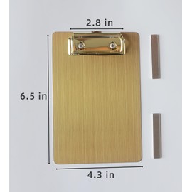 Stainless Steel Magnetic Clipboards, Metal Clipboards with Flat 304 Clip, Black Boards for Refrigerator, Cooking Recipe Rails, Message Boards (Golden-A6)