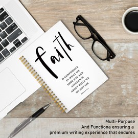 QICLM Christian Notebook Journal, Hebrews 11:1 Faith Bible Journaling Notebooks for Note Taking, Inspirational Christian Gifts for Women Men, Hardcover Spiral Notebook 5.5x8.3