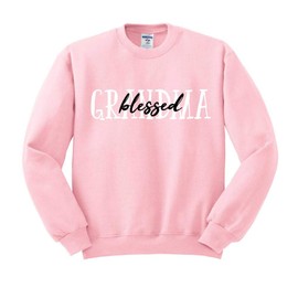 TeesAndTankYou Blessed Grandma Sweatshirt Unisex Medium Pink