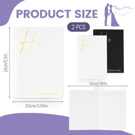 Bagentry 2 Pcs 20-Page Vow Books His and Hers, Bride & Groom Wedding Vow Books with Gold Foil Lettering, Wedding Vow Booklet Officiant Journal for Ceremony Keepsake (White & Black)