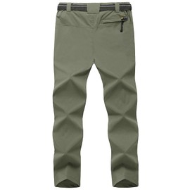 TBMPOY Men's Lightweight Hiking Pants with Belt 5 Zip Pockets Waterproof Quick-Dry Travel Fishing Work Outdoor Pants Thin Sage Green XL