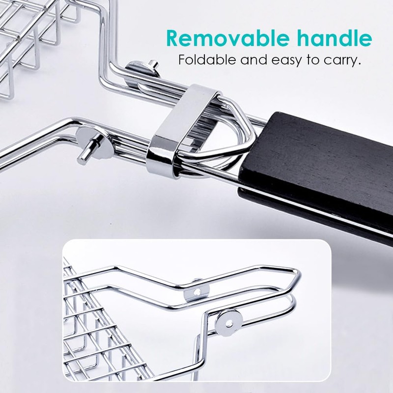 Grill Basket - Stainless Steel BBQ Portable Folding Grilling Grate