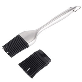 Basting Brush, Grilling BBQ Baking, Pastry and Oil, 8 Inch Stainless Steel Handle Brushes with Back up Silicone Brush Heads for Kitchen Cooking & Marinating, Dishwasher
