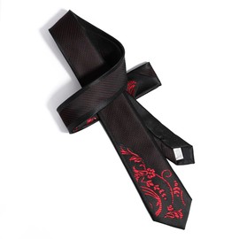 Yongchuantie Fashion 2.36'' Slim Ties for Men Business Casual Wedding Party Necktie 6CM Wine Red Paisley Pattern Symmetrical Tie with Gift Box (Black Red Retro Polka Dot)