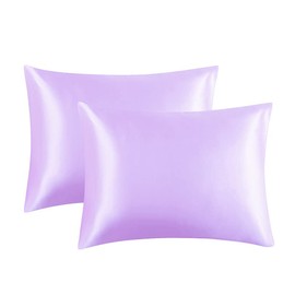 Luxury Silky Satin Pillowcase for Hair and Skin, 2-Pack - Queen Size Pillow Cases - Satin Pillow Covers with Envelope Closure (Queen, Lavender)