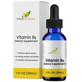 Herb-Science Liquid Vitamin B5 Drops, Pantothenic Acid Supplement, Alcohol Free, Vegan, Non-GMO Liquid Formula, 1 Fl Oz