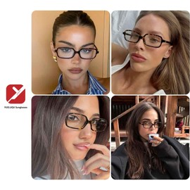 YUELUQU Blaulichtfilter Brille Vintage Quadratbrille ohne Sehstärke für Damen Herren Retro 90er Brille (Orange Leopard)