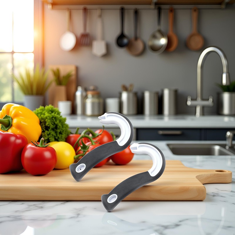 Calsgkspray 2Pcs Black Manual J-Shape Ring Pull Can Opener, Ideal