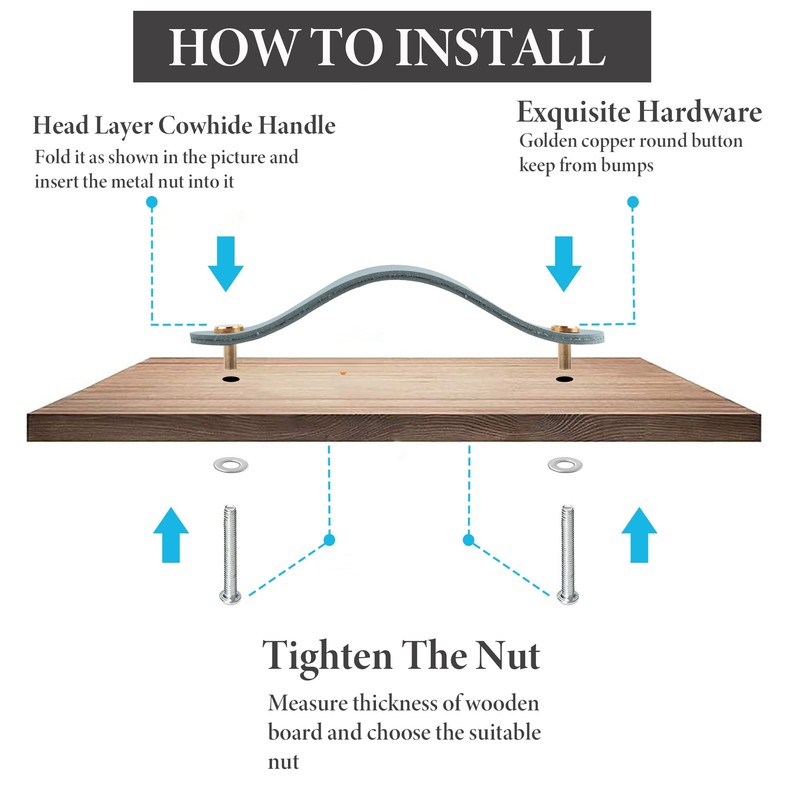 Hennaja 4Pcs Leather Drawer Pulls,Handles Single Hole Dresser Knobs Cabinet