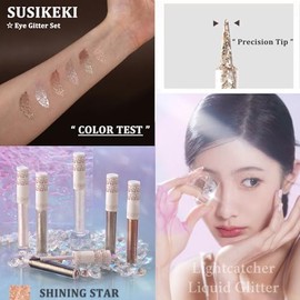 SUSIKEKI Set de Delineador de Ojos Líquido Con Purpurina para Ojos(6 Piezas), Maquillaje Coreano Brillante, Sombras Debajo de Los Ojos, Kit de Regalo