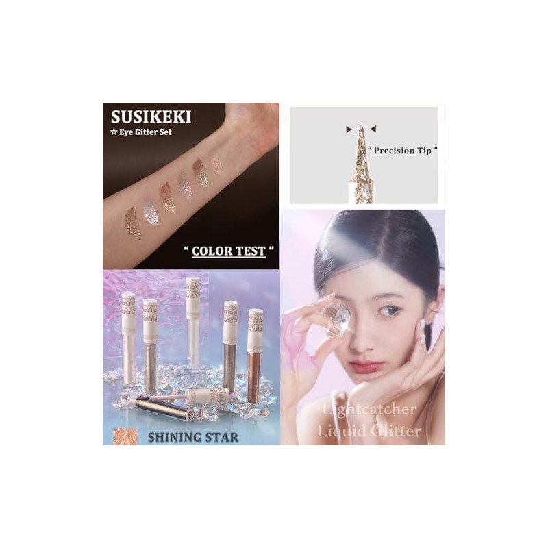 SUSIKEKI Set de Delineador de Ojos Líquido Con Purpurina para
