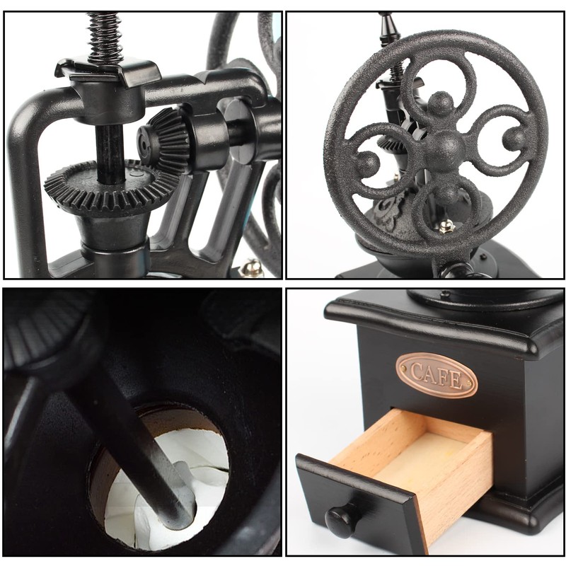 Coffee Grinder,Wooden Coffee Bean Grinder Manual Coffee Grinder Roller, Antique