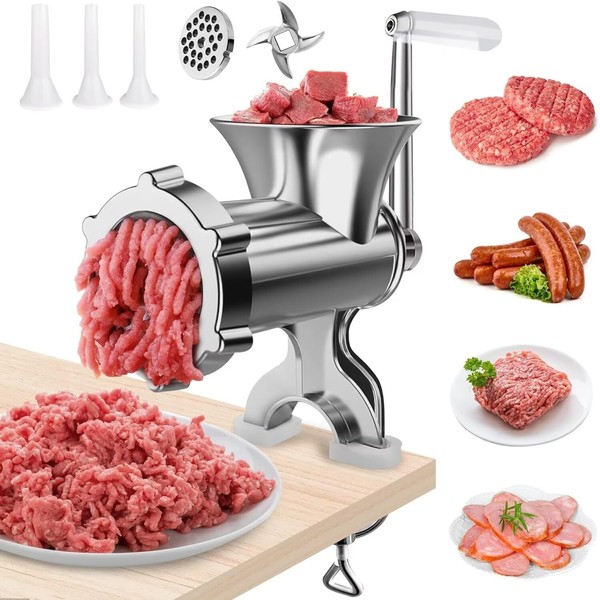 2-in-1 Manual Meat Grinder-Manual Meat Grinder with Sausage Stuffer-Suitable for