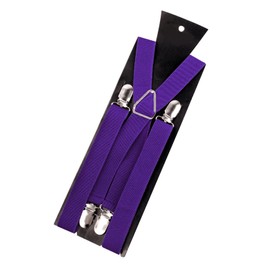 Alizeal Solid Skinny Suspenders X Shape for Men with 4 Clips (Dark Purple)