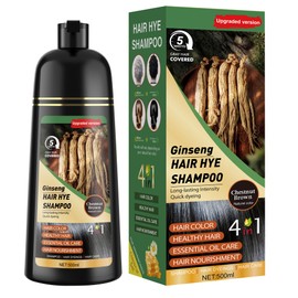 Hair Dye Shampoo 3 in 1 for Women & Men 100% Gray Hair Coverage - Herbal Ingredients Natural Plant Hair Color - Hair Dye in Minutes 500ML（Chestnut Brown）