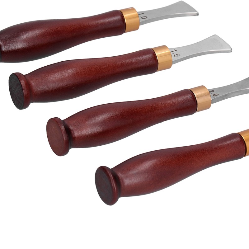 4pcs Leather Edgers Sharp Professional Trimming Working Kit with Wooden