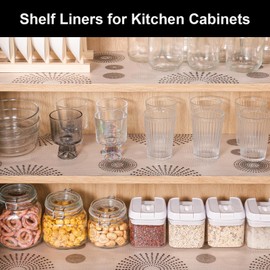 Cooyes Shelf Liner – Non-Adhesive Shelf Liners for Kitchen Cabinets – Waterproof Shelf Paper with Modern Pattern – Durable EVA Cabinet Liners