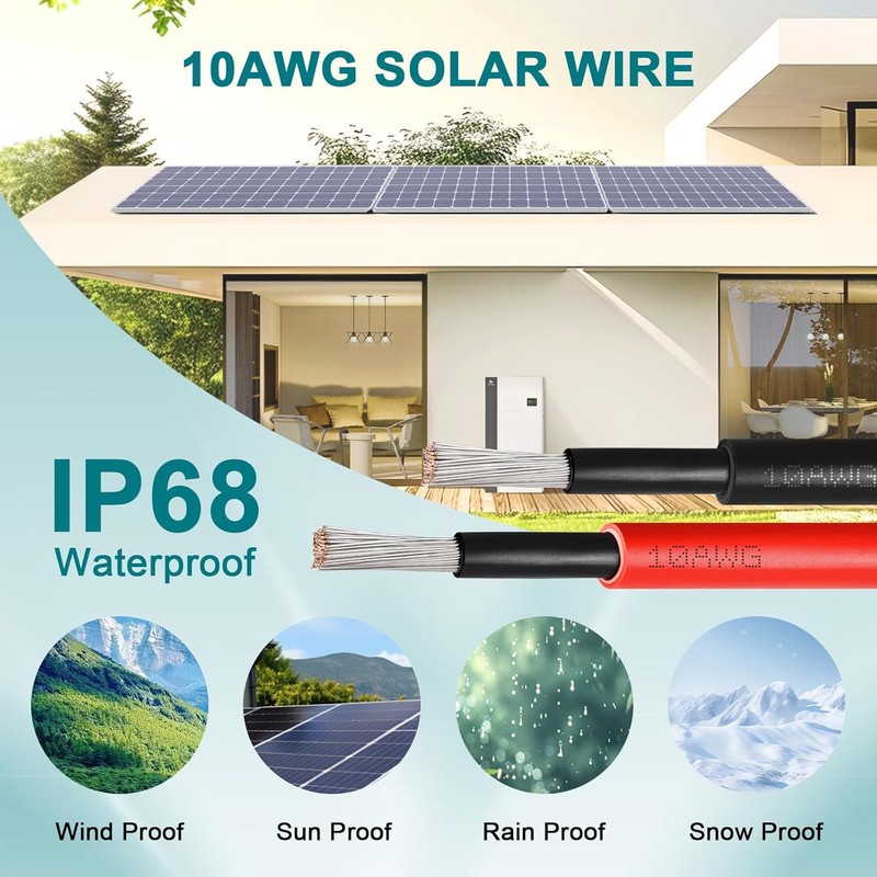 XRDS -RF 10AWG Solar Wire 6mm², 2 Pack 100FT Red