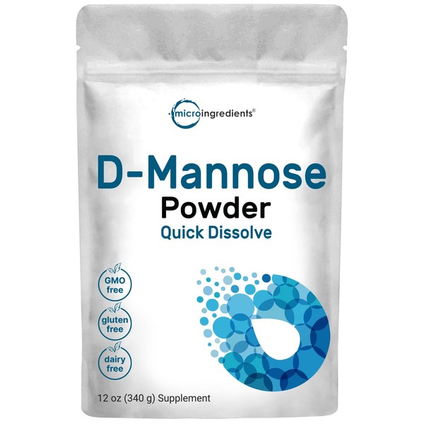 D Mannose Powder, 12 Ounces, Pure Mannose Supplement, Quick Water Soluble, Support Urinary Tract Cleanse & Bladder Health, Premium Mannose for Women and Men, Vegan Friendly