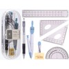 {Updated Version}8pcs Math Geometry Kit Set,Student Supplies Drawing Pencil Compass