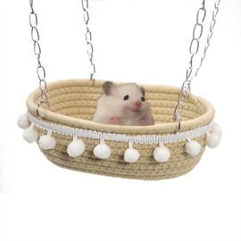Fulxposs Small Animal Hammock, Hanging Hammock, Soft Bed Hideout for Guinea Pig Hamster Parrot Rat Chinchilla, Plush Cage Bed Washable Pet Hammock(Khaki)