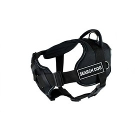 Dean & Tyler Black with Reflective Trim Fun Dog Harness with Padded Chest Piece, Search Dog, Small, Fits Girth Size 22-Inch to 27-Inch