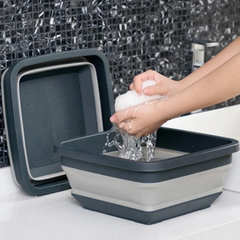 LinaLife 8L (2.0 Gallon) Plastic Washbasin Portable Foldable Thickening Basin
